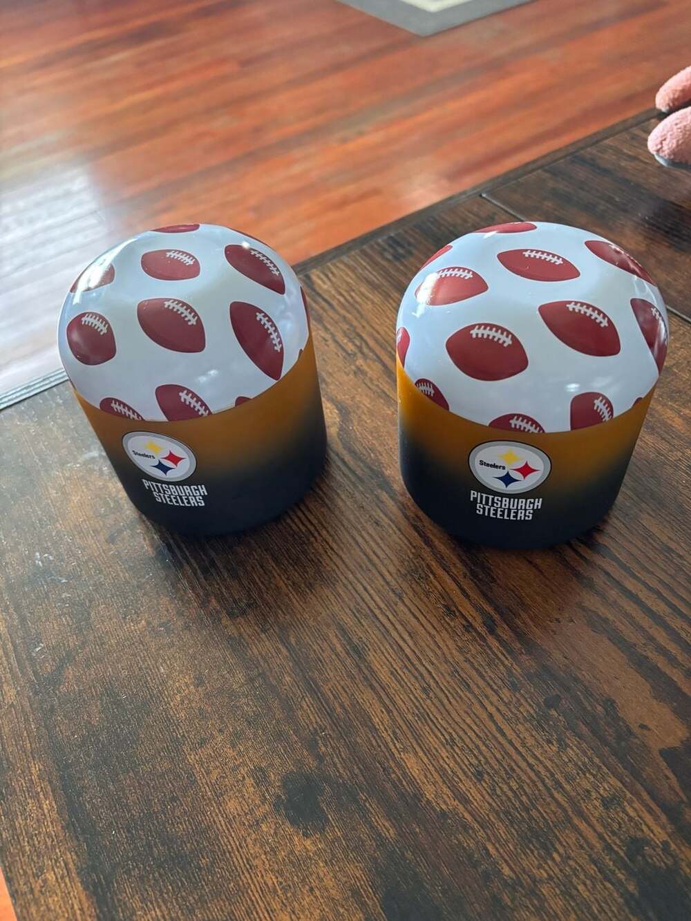 Pittsburgh Steelers NFL Glass Jar Candles with Football Pattern Lids